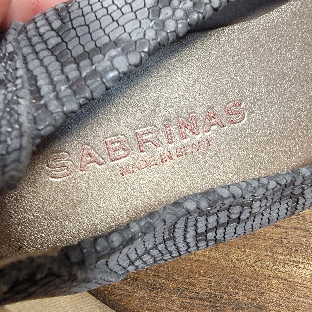 Sabrinas Ballet Flats Gray Snake Print Leather Slip On Shoes EU Size 38 US 8 - Picture 10 of 10